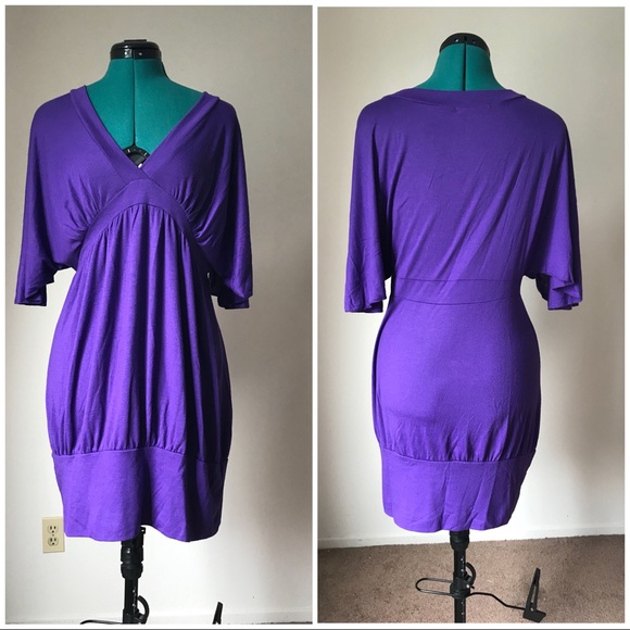 Charlotte Russe Tops - SOLD Long purple dress blouse sz L
